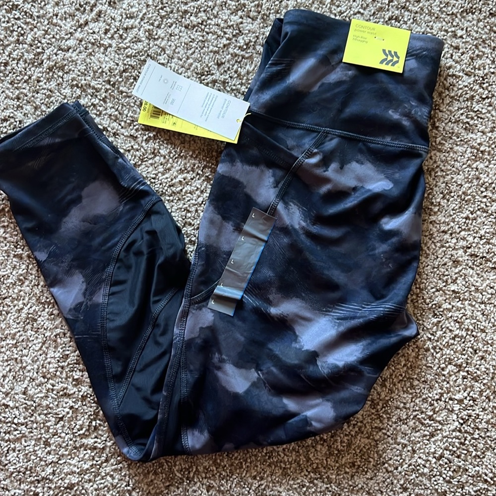 NWT leggings. All in Motion size L.  Black/gray camo like pattern. 7/8 length